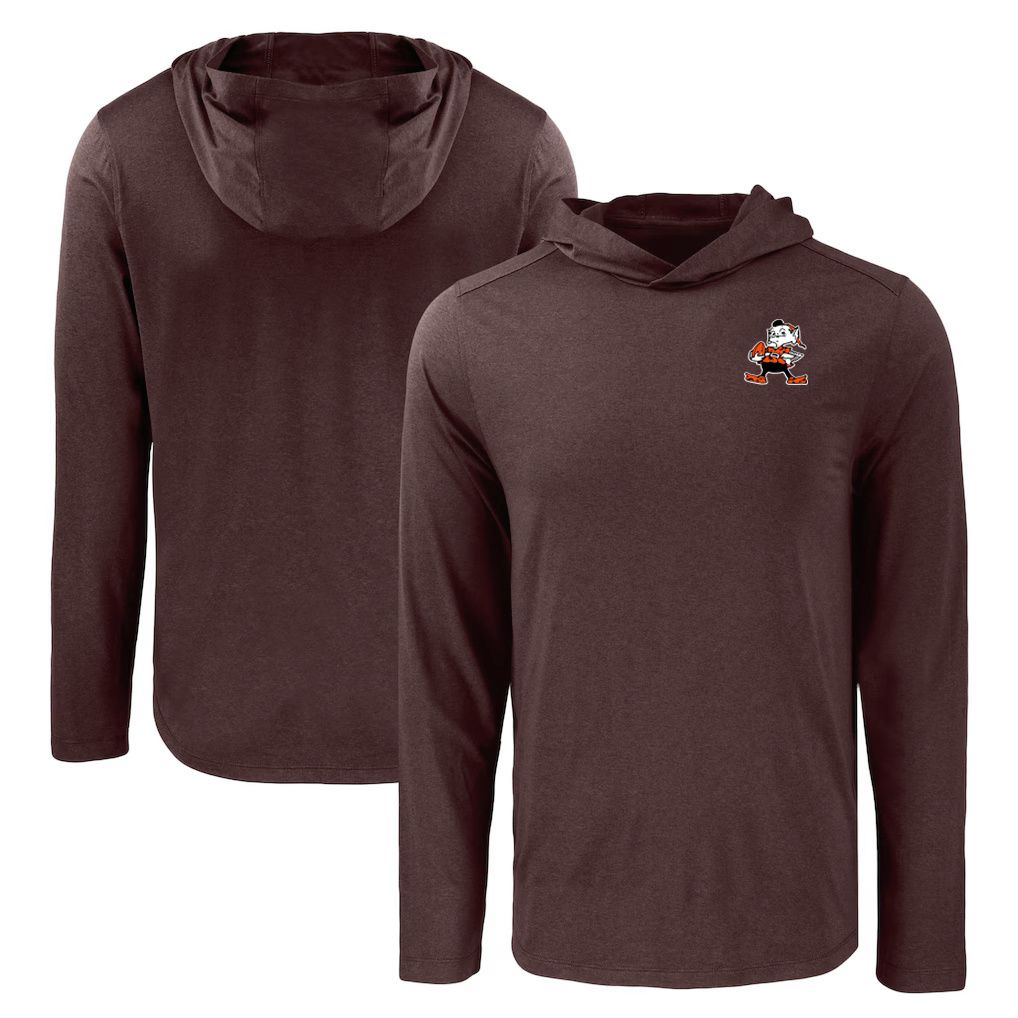 Men 2026 NFL New England Patriots Hooded long sleeved T-shirt brown 06